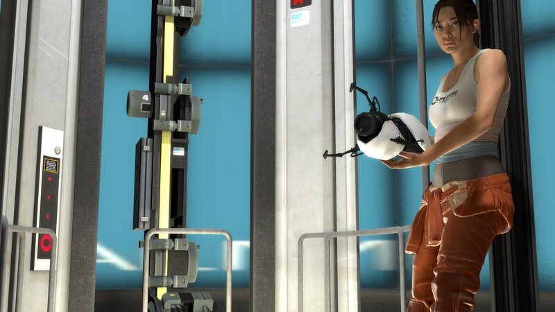 Chell with a Companion Cube