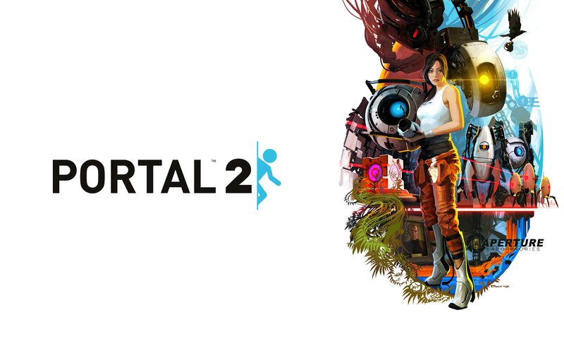 Chell with Robots — White, Dramatic
