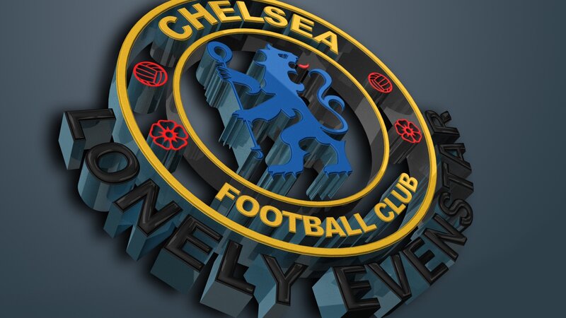 Chelsea FC Crest — Blue, Stern, 3d Render, Lion, Footballs