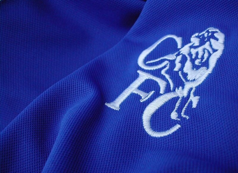 Chelsea FC crest on blue fabric