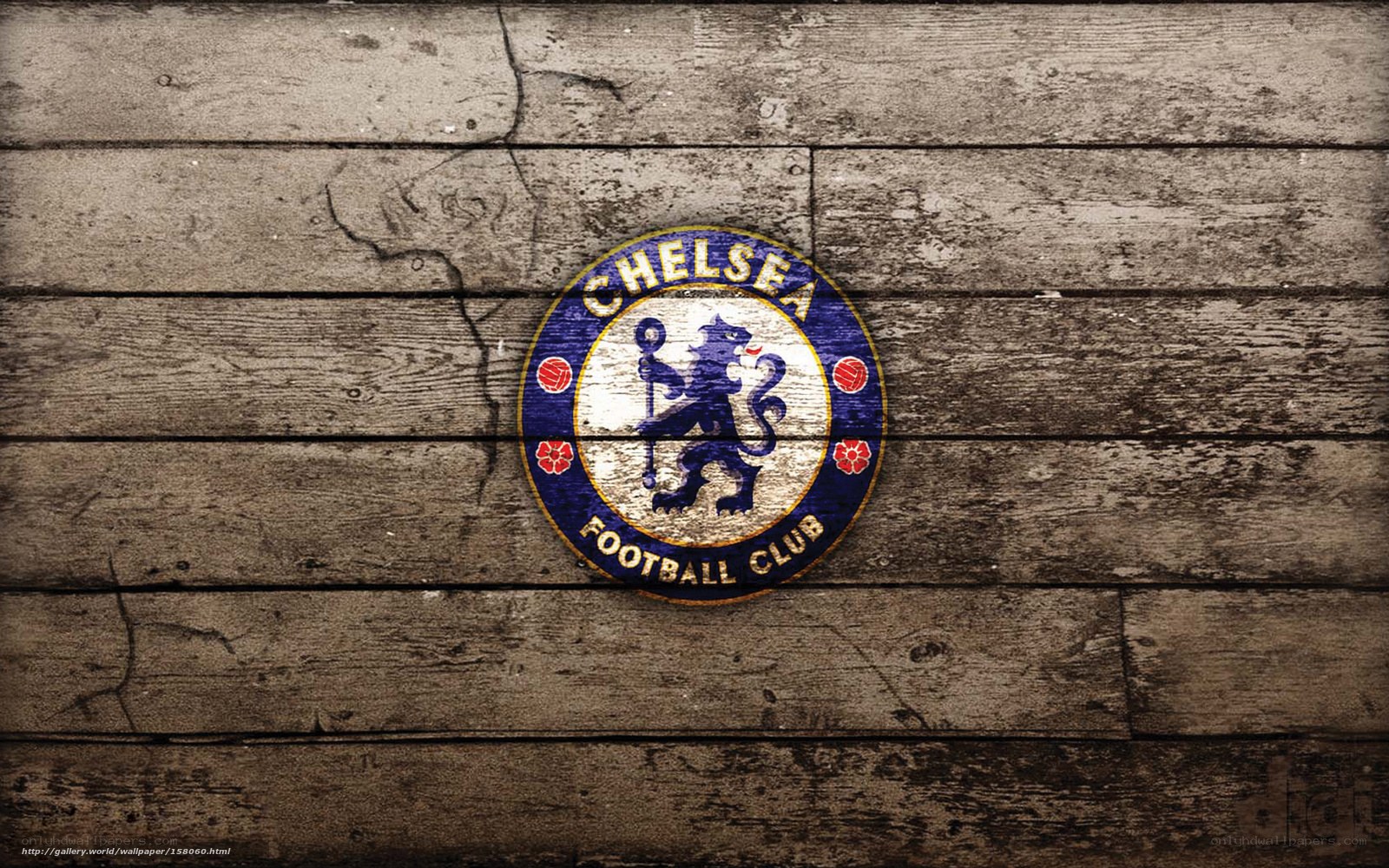 Chelsea FC logo on wood