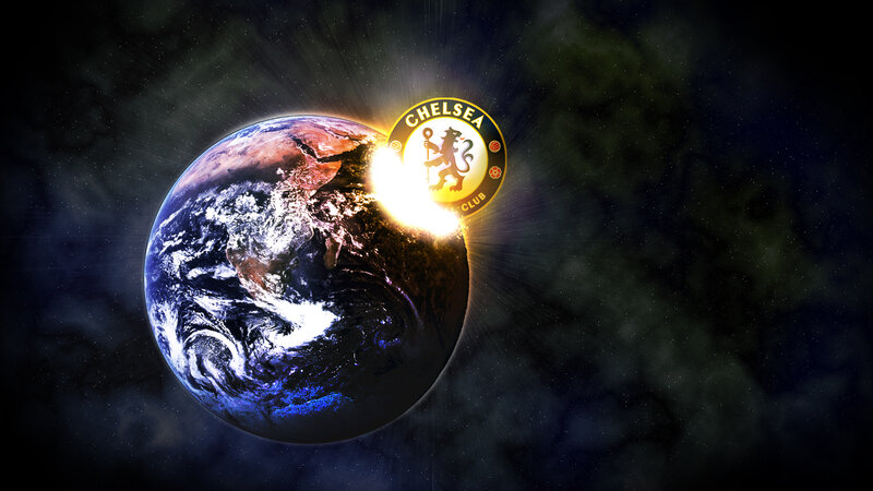 Chelsea FC logo over Earth