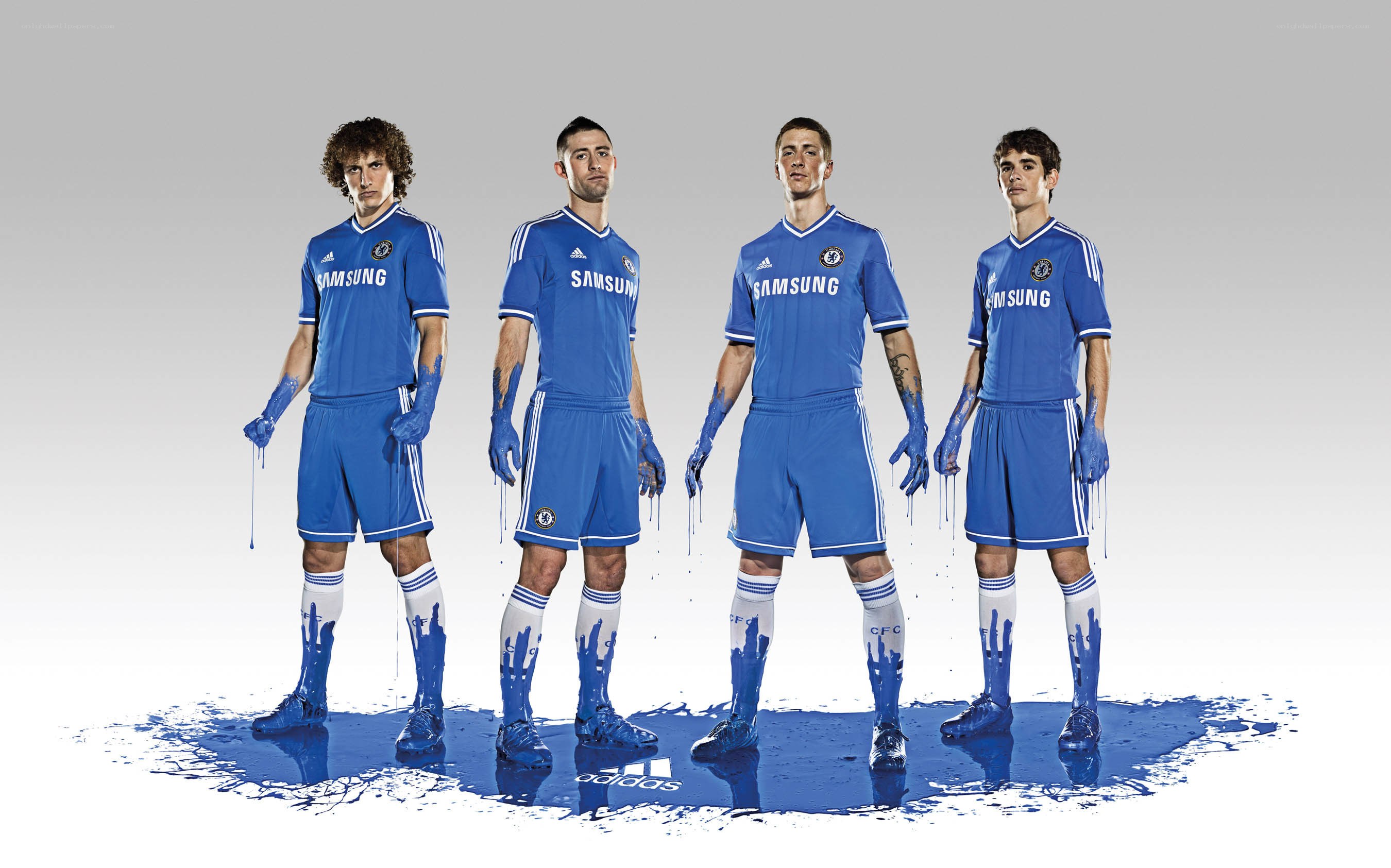 Chelsea FC players in blue