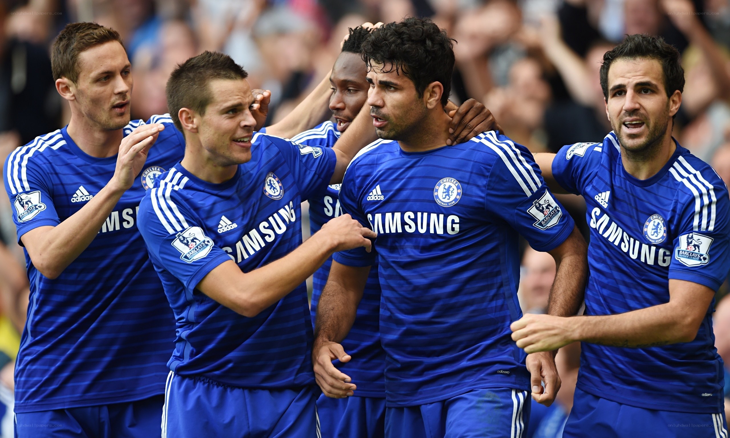 Chelsea players celebrate goal