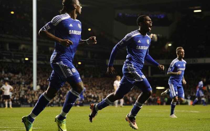 Chelsea players celebrating a goal