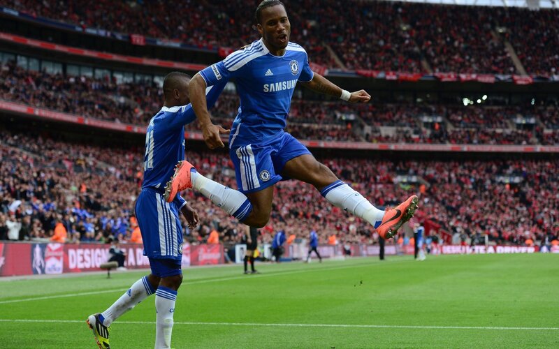 Chelsea players celebrating on field