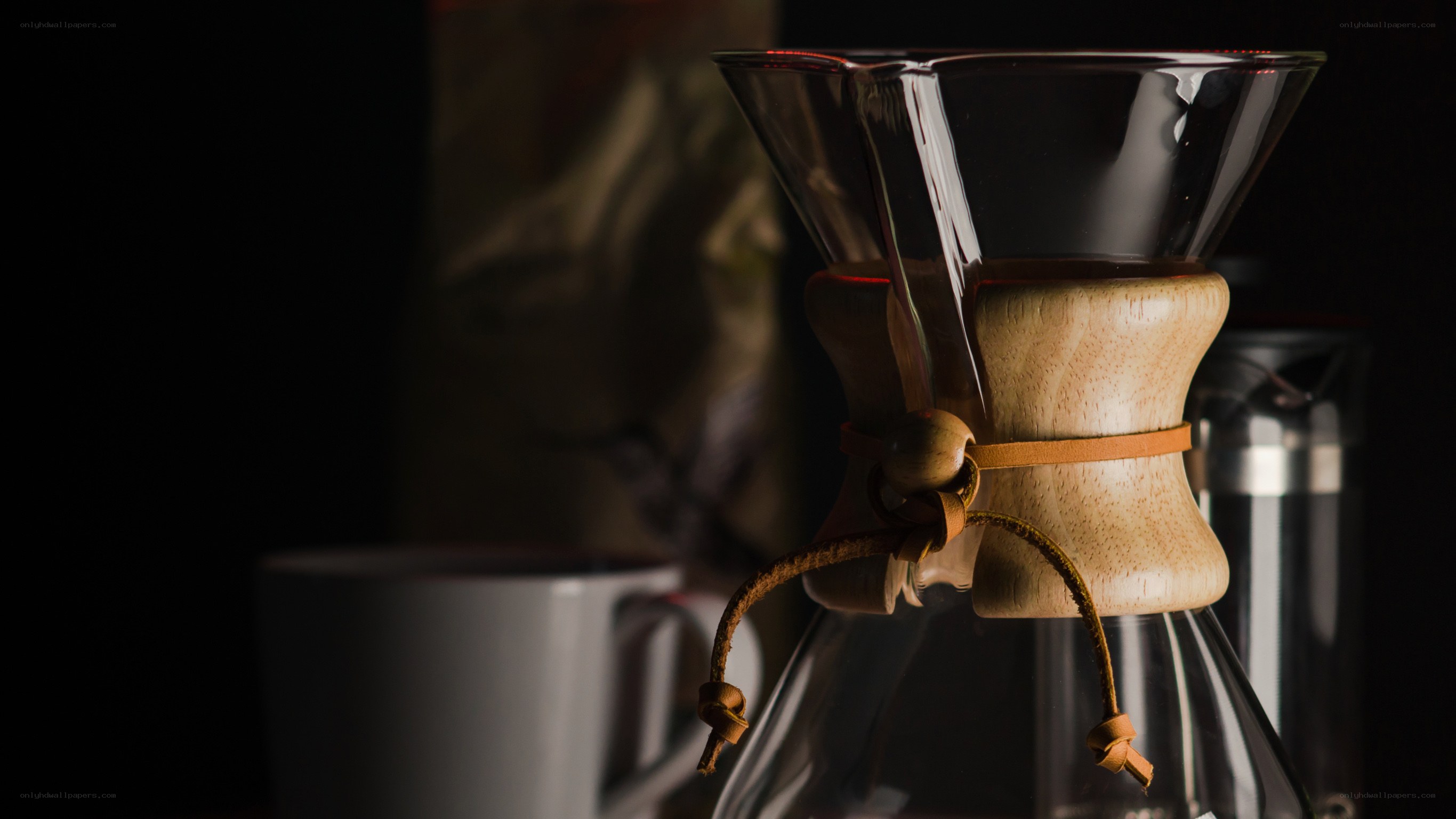 Chemex coffee maker in focus