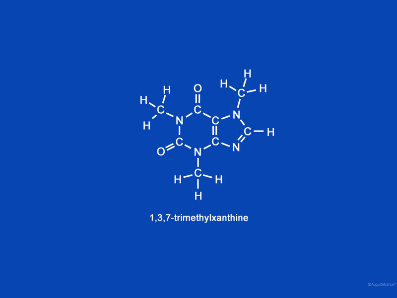 chemical structure of 1,3,7-trimethylxanthine