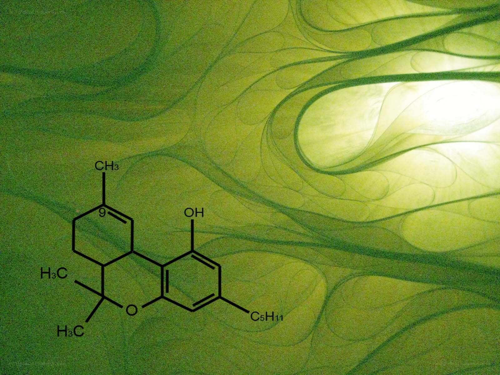 chemical structure on green background