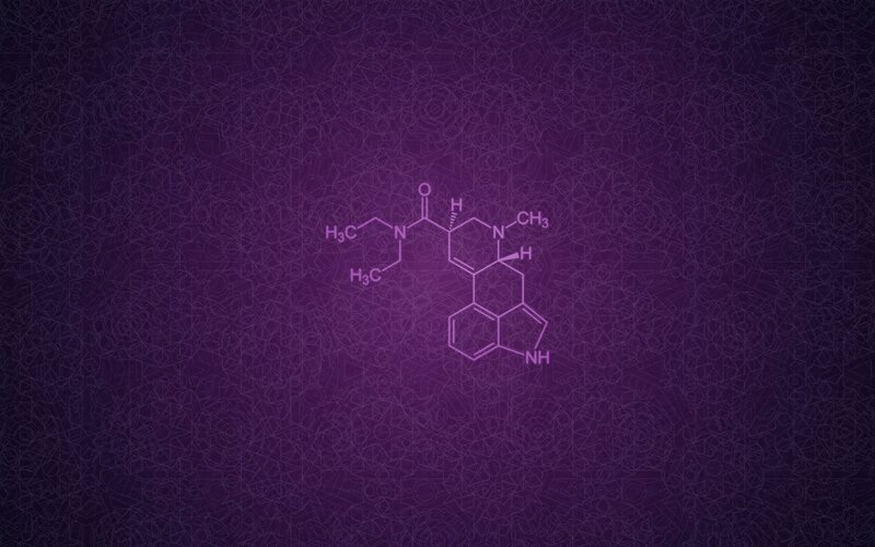 chemical structure on purple background