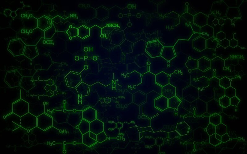 Chemical Structures on Dark Background