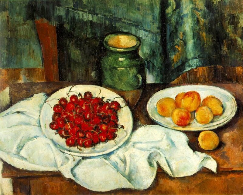 Cherries and Apricots on Table