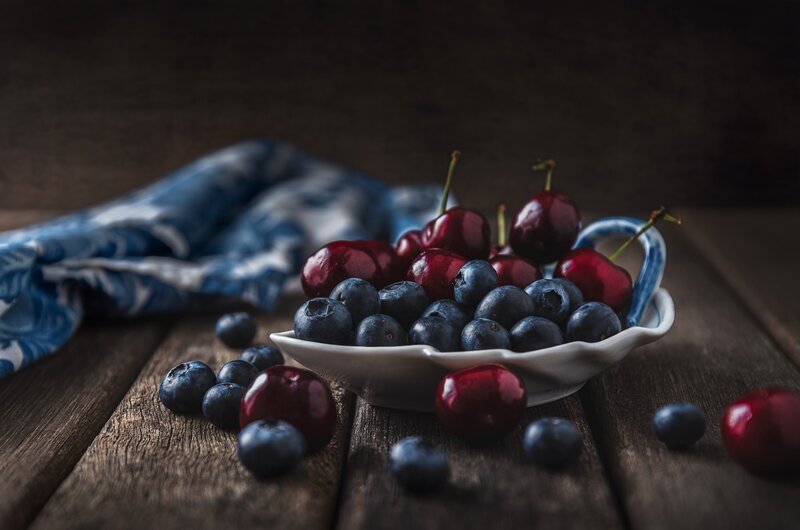 Cherries and Blueberries — Blue