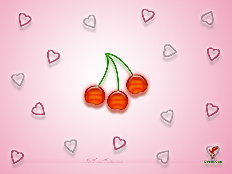 cherries and hearts wallpaper