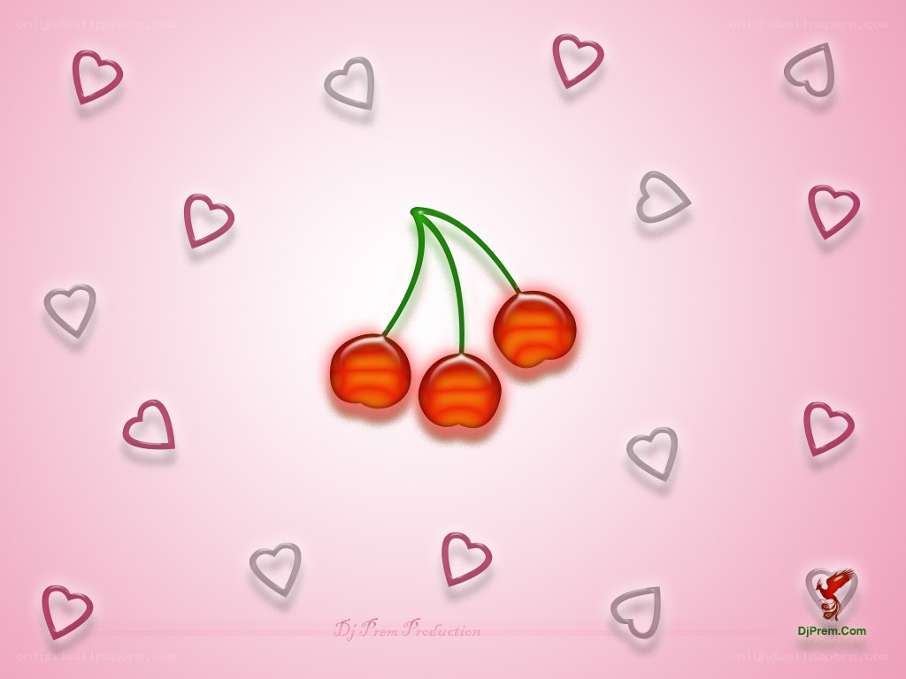 cherries and hearts wallpaper