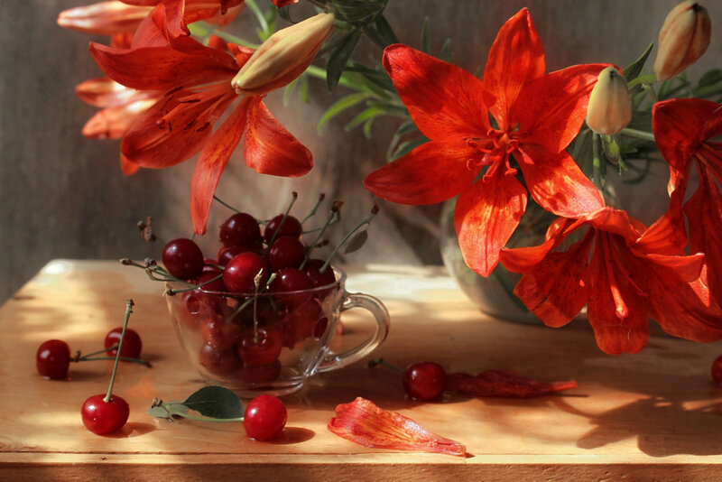 Cherries and Lilies