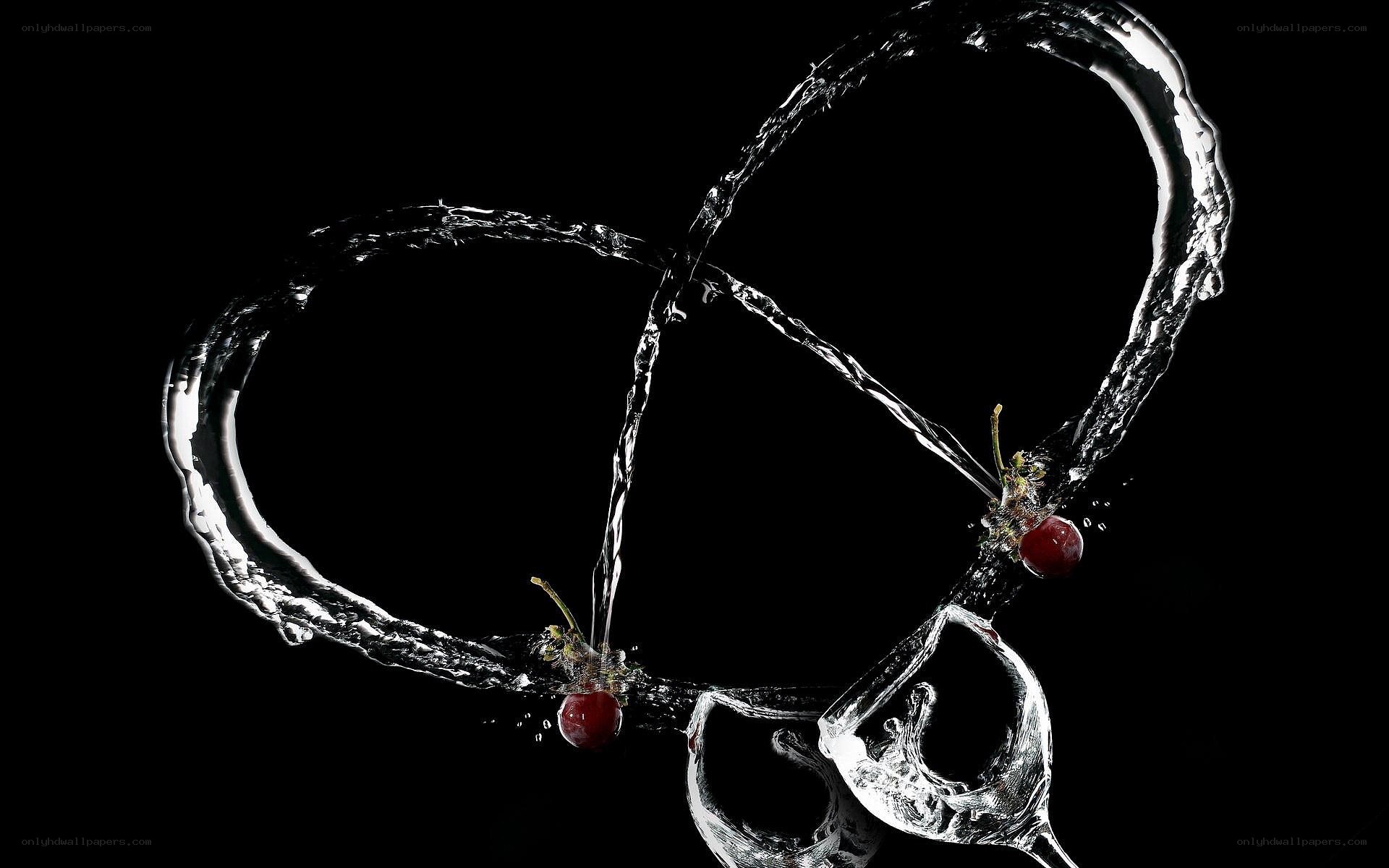 Cherries and water in motion
