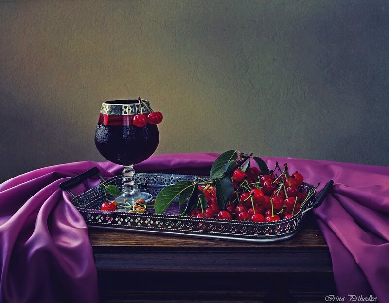 Cherries and Wine Glass