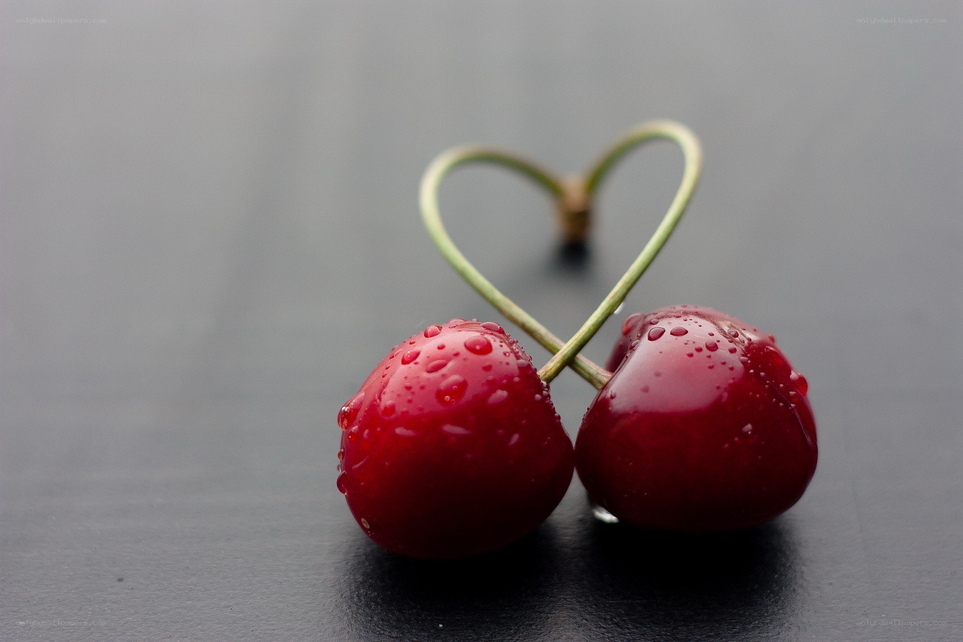 Cherries forming a heart shape