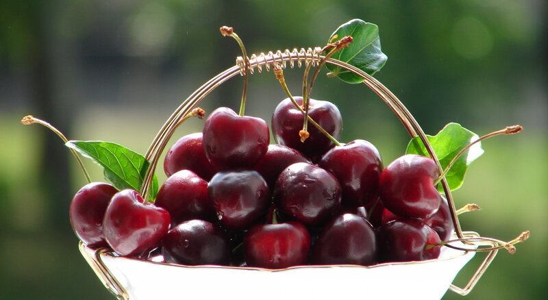 Cherries in a Basket — Red, Natural