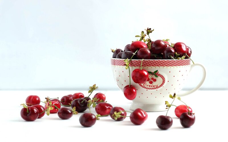 Cherries in a Bowl — Red, Calm, Photograph