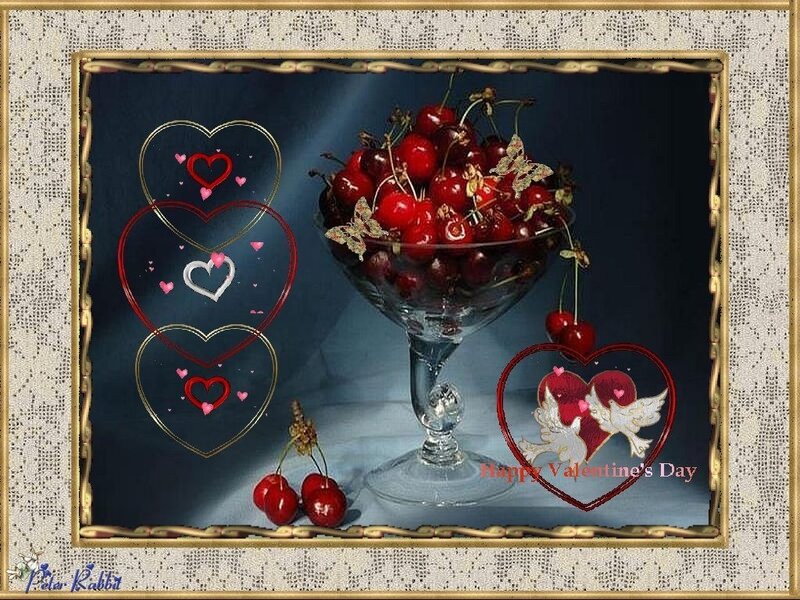 Cherries in a Glass Bowl — Red