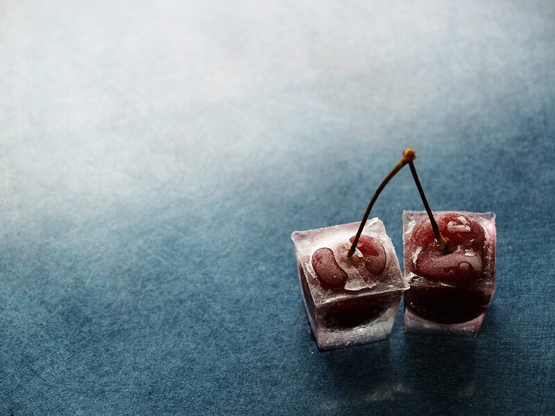 Cherries in Ice Cubes — Blue, Calm