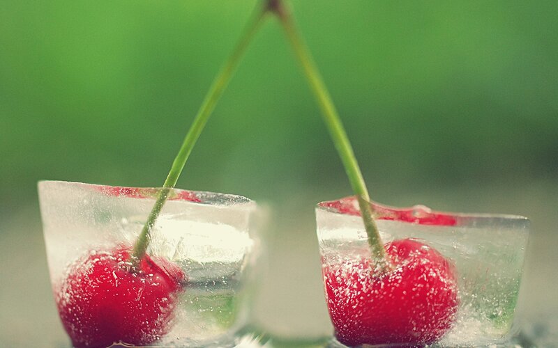 Cherries in Ice Cubes — Red