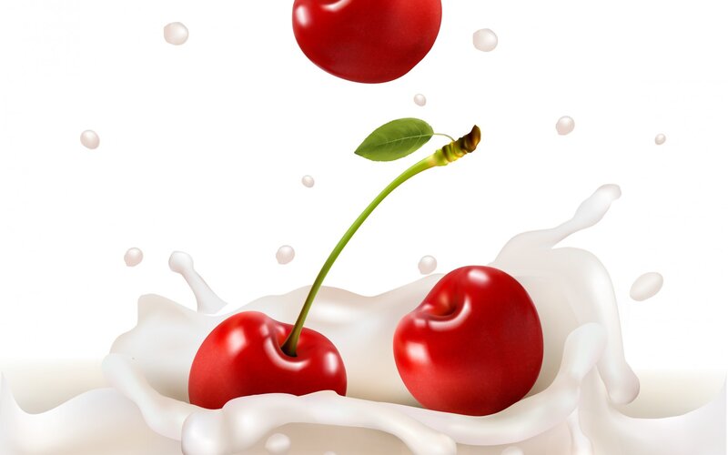 Cherries in Milk Splash