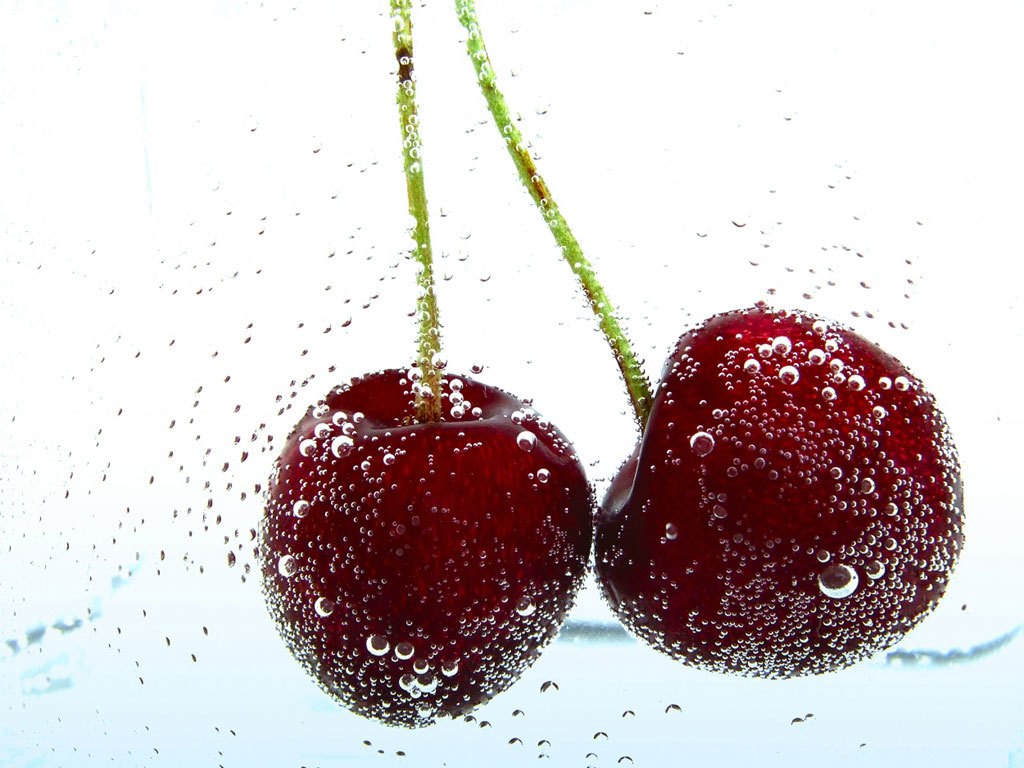 cherries in sparkling water
