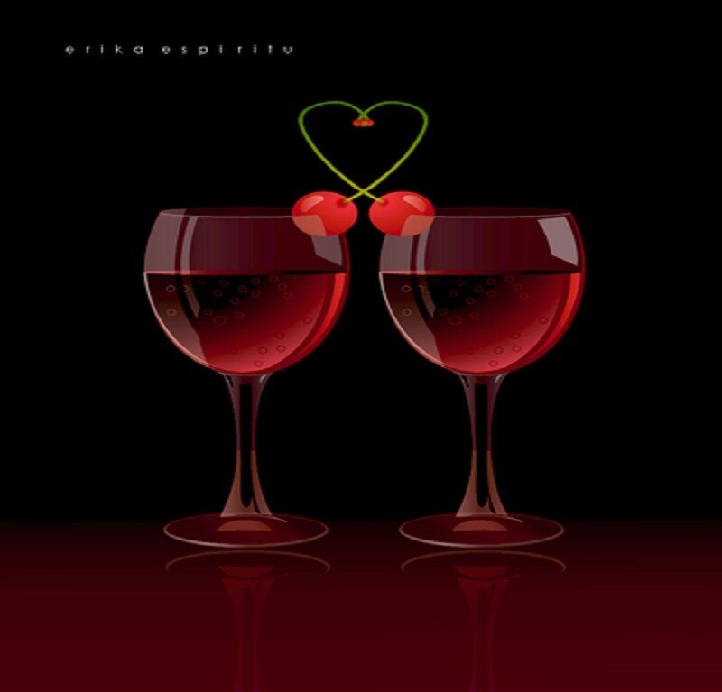 Cherries in wine glasses