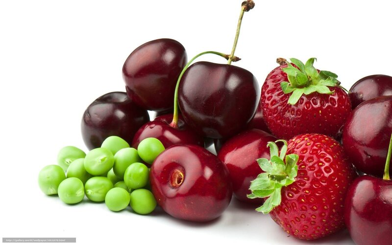 cherries strawberries peas