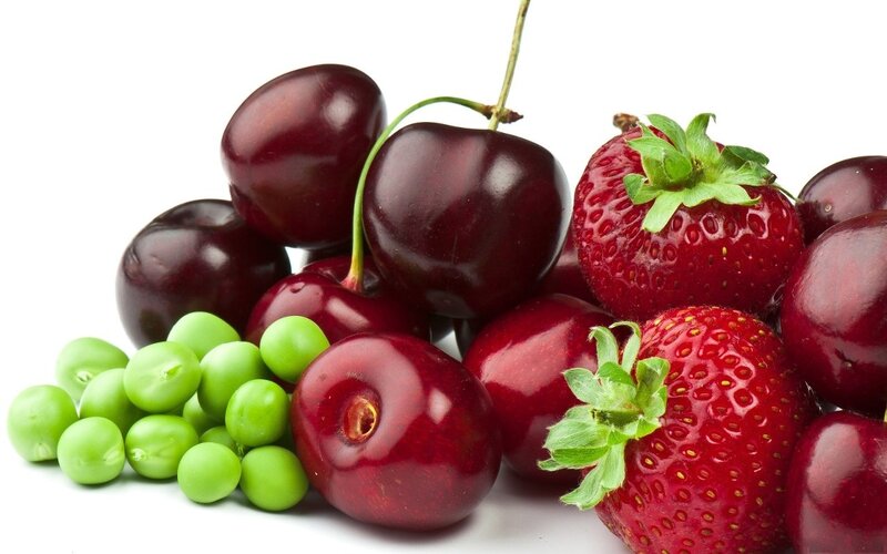 Cherries Strawberries Peas — Red