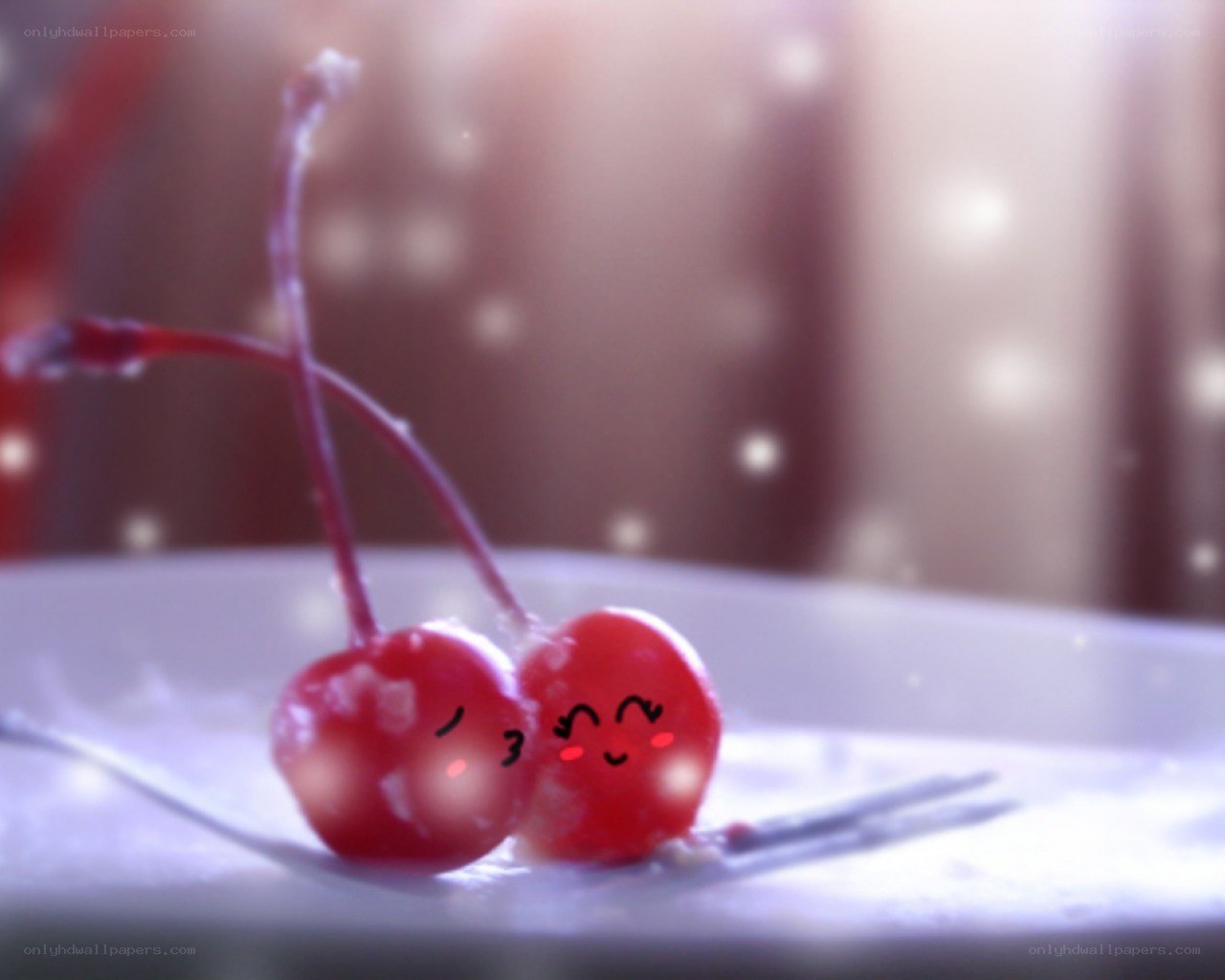 Cherries with cute faces