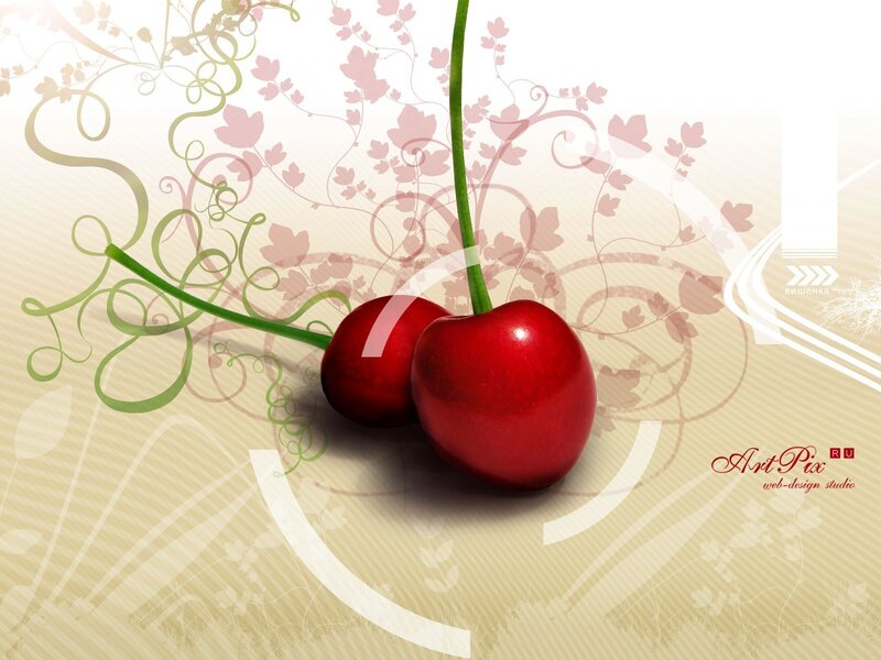 Cherries with floral design