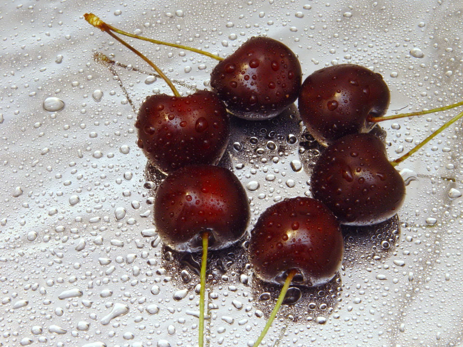 Cherries with water droplets