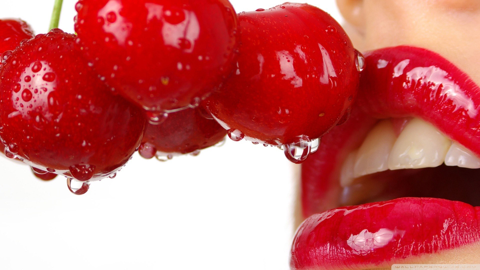 Cherry and lips close-up