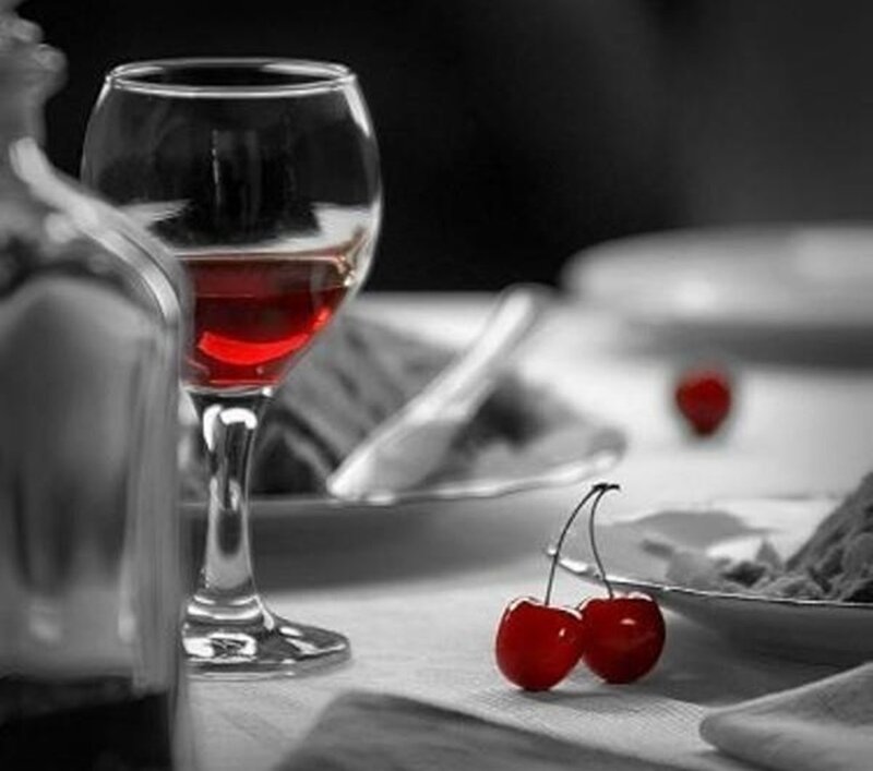 Cherry and Wine Glass — Red