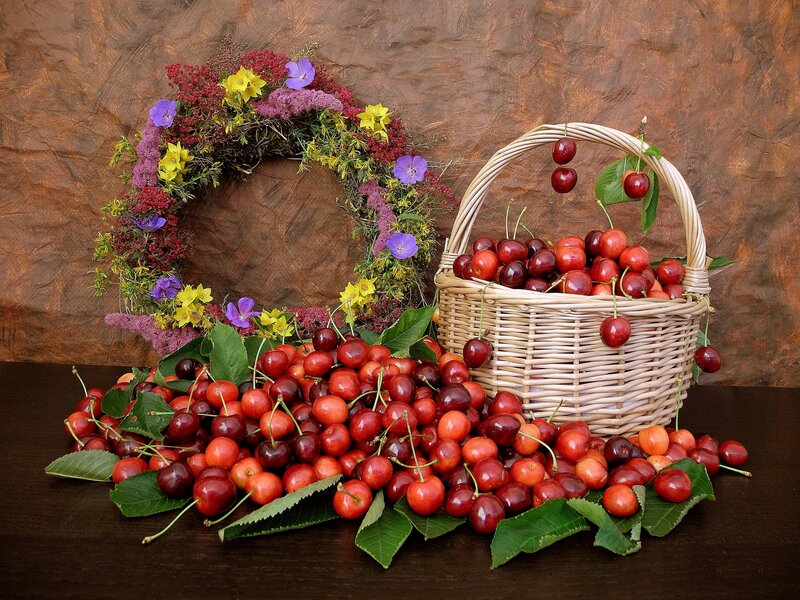 Cherry Basket and Wreath