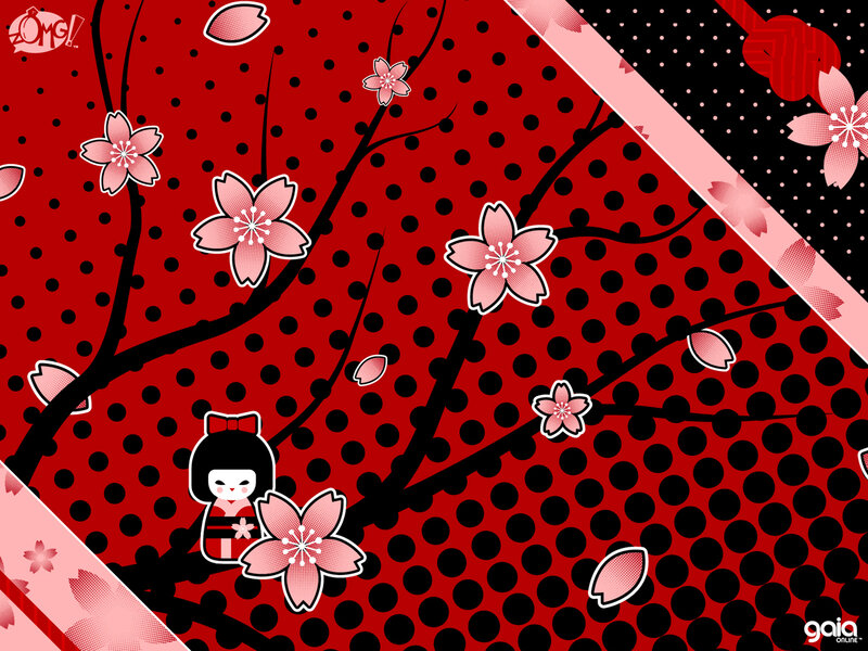 cherry blossom and kokeshi doll