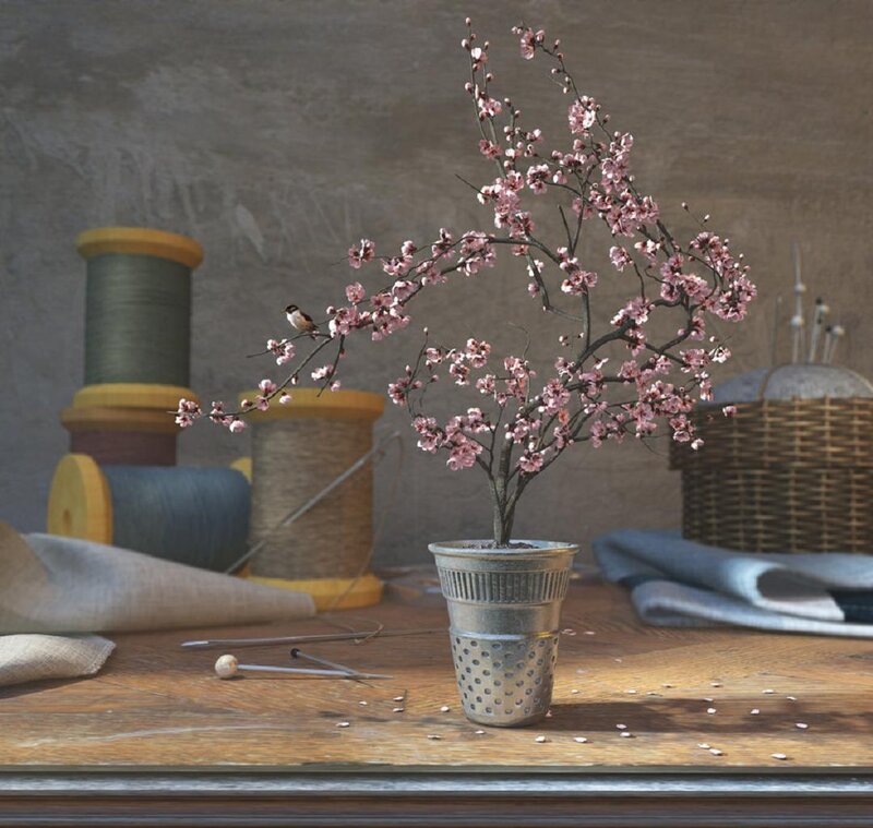 Cherry Blossom Branch — Brown, Serene, Spring