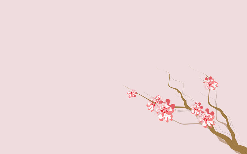 Cherry Blossom Branch — Pink, Serene, Spring, Illustration, Flowers