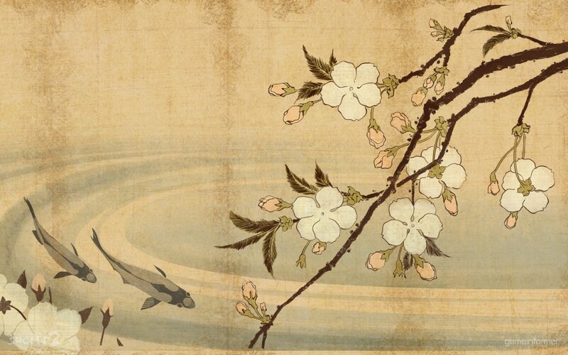 Cherry Blossom Branch with Fish