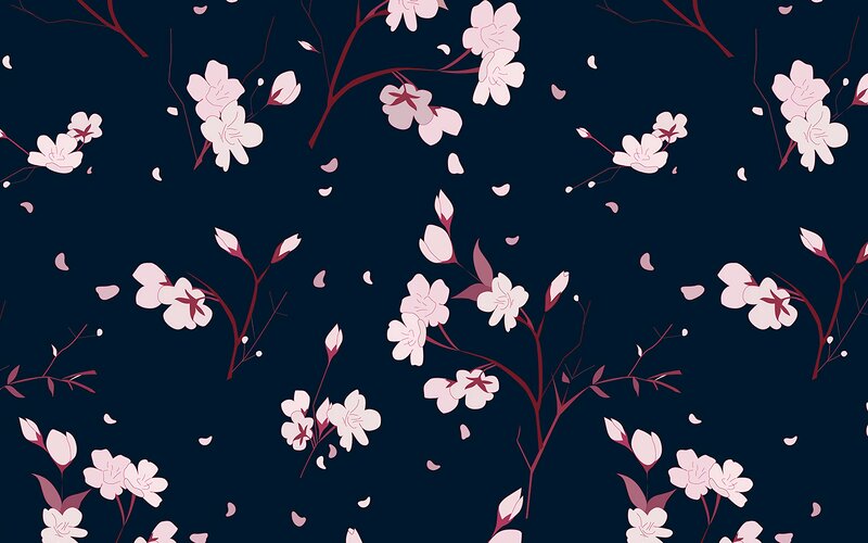 Cherry Blossom Branches — Dark Blue