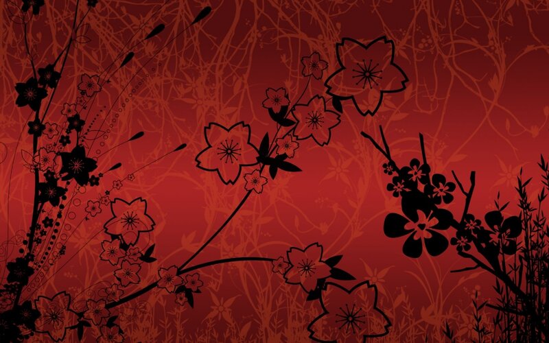 Cherry Blossom Branches — Red, Dramatic