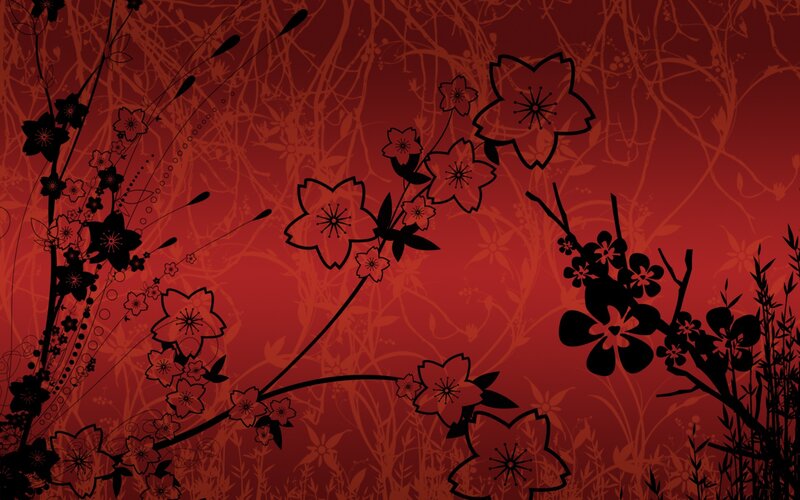 Cherry Blossom Branches — Red, Serene
