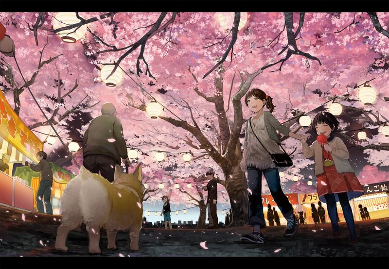 Cherry blossom festival scene
