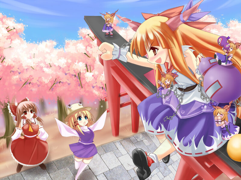 Cherry blossom festival with anime girls