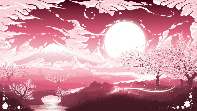 Cherry Blossom Landscape — Pink