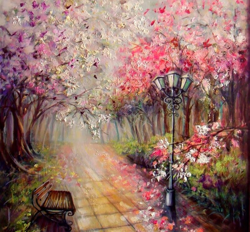 Cherry Blossom Path — Pink, Serene